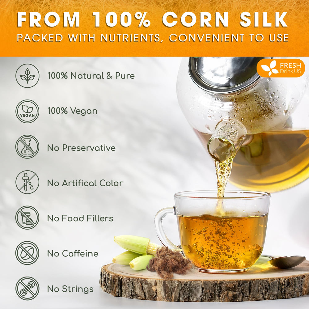 FreshDrinkUS cold corn silk tea ready to refresh on warm days.