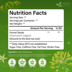 FreshDrinkUS fennel tea bag closeup showing quality seeds.