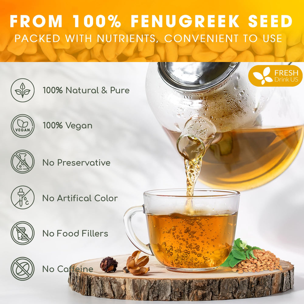 FreshDrinkUS fenugreek tea packaging showcases eco-friendly materials