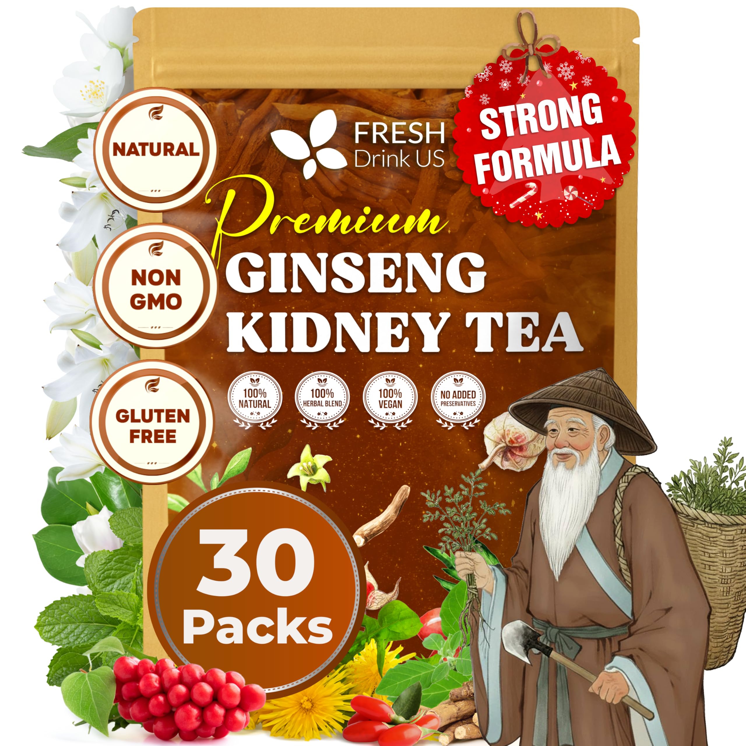 FreshDrinkUS Ginseng 6 Treasures Tea Pack in box for daily energy ritual.