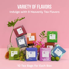 FreshDrinkUS green tea and herbal blends assortment on display.