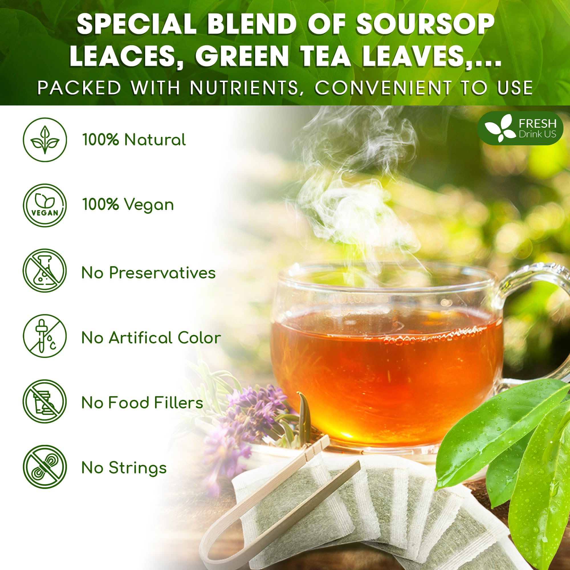 FreshDrinkUS handmade blend process with sun-dried herbs for premium flavor.