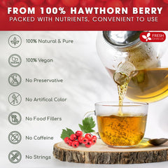 FreshDrinkUS hawthorn berry tea packaging, premium sustainable sourcing highlights quality.