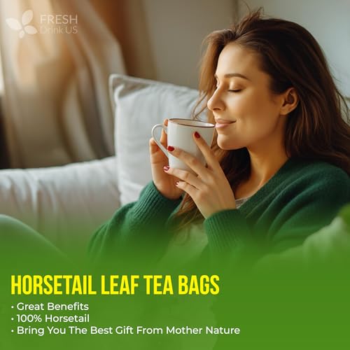 FreshDrinkUS horsetail tea in a glass cup with inviting aroma.