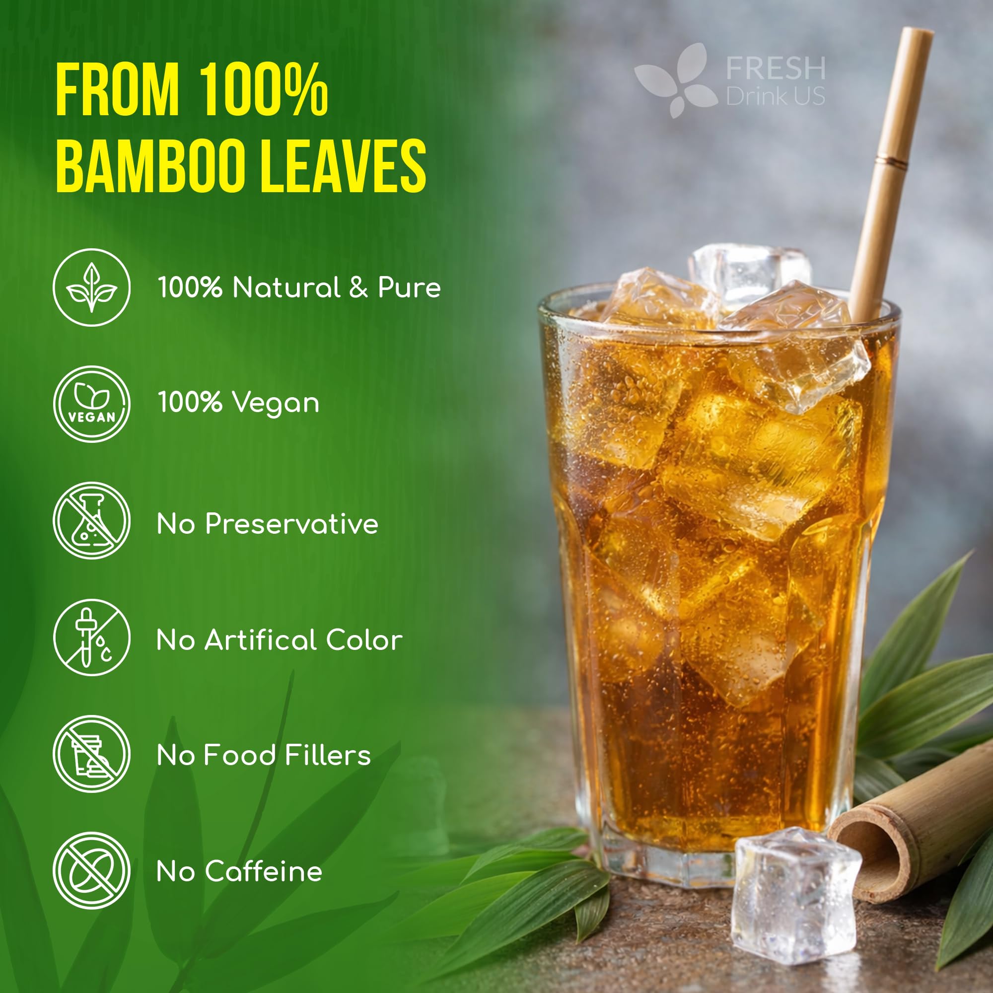 Hot brew in a mug with FreshDrinkUS bamboo leaf tea bags
