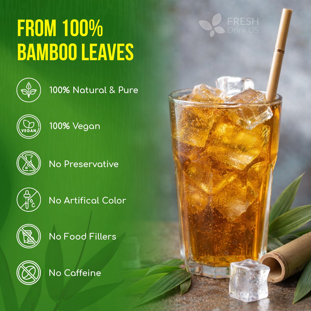 Hot brew in a mug with FreshDrinkUS bamboo leaf tea bags