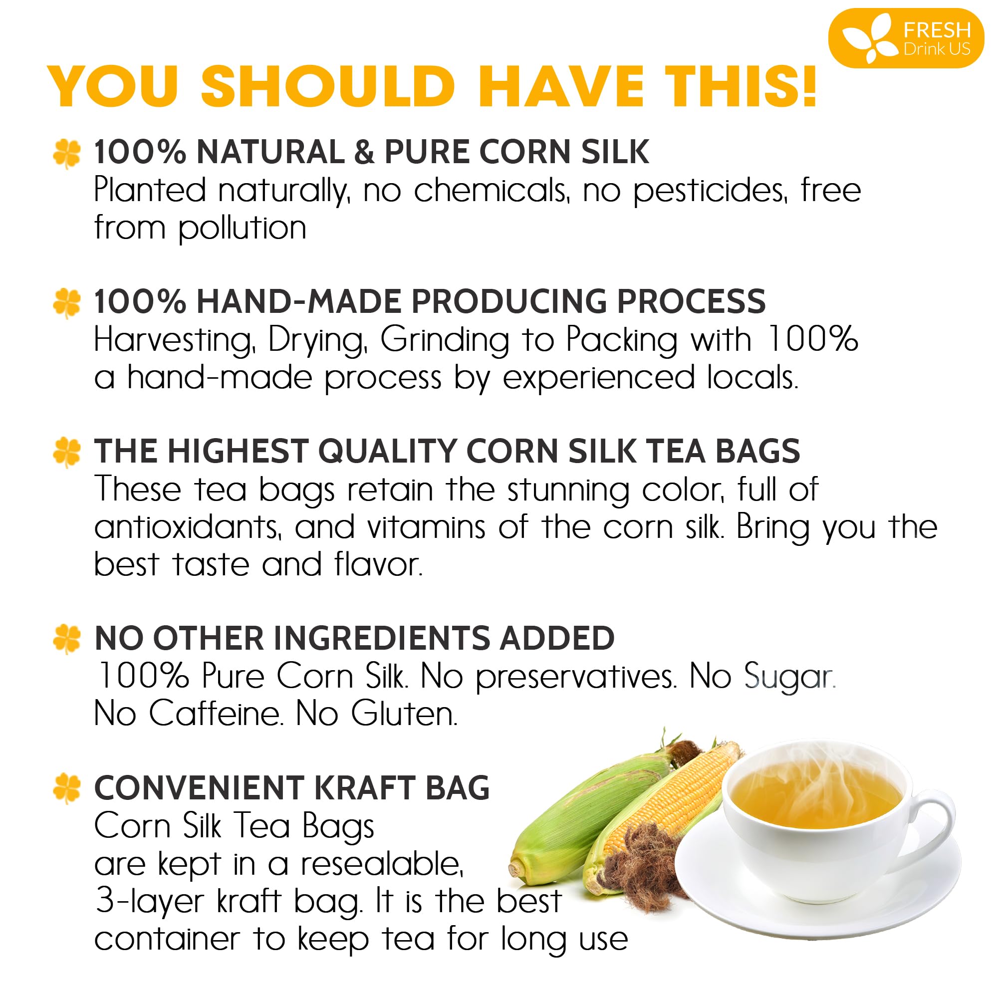 FreshDrinkUS hot corn silk tea in a cup with inviting aroma.
