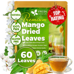 FreshDrinkUS mango leaves raw-dried bundle with natural aroma for caffeine-free tea preparation.