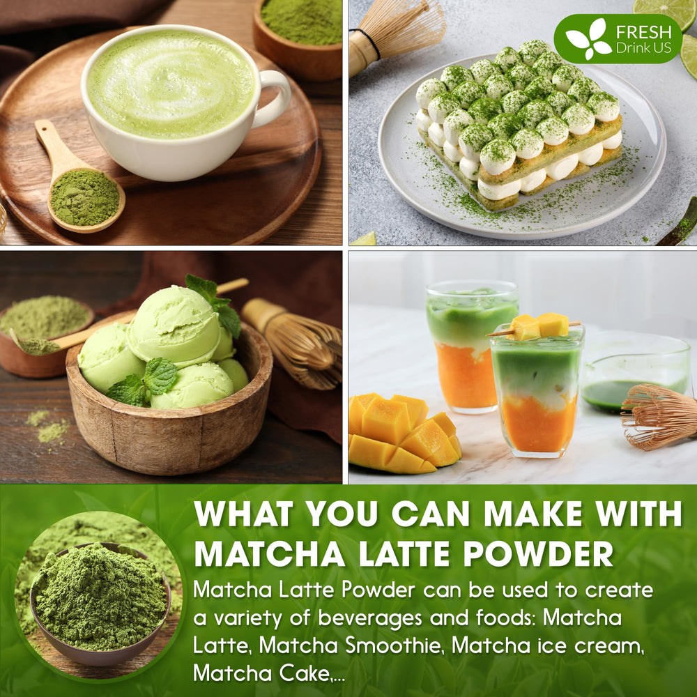 FreshDrinkUS Matcha Latte Baking Smoothie use shows versatile kitchen use.