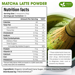 FreshDrinkUS Matcha Latte Powder scoop image highlights quick measuring.