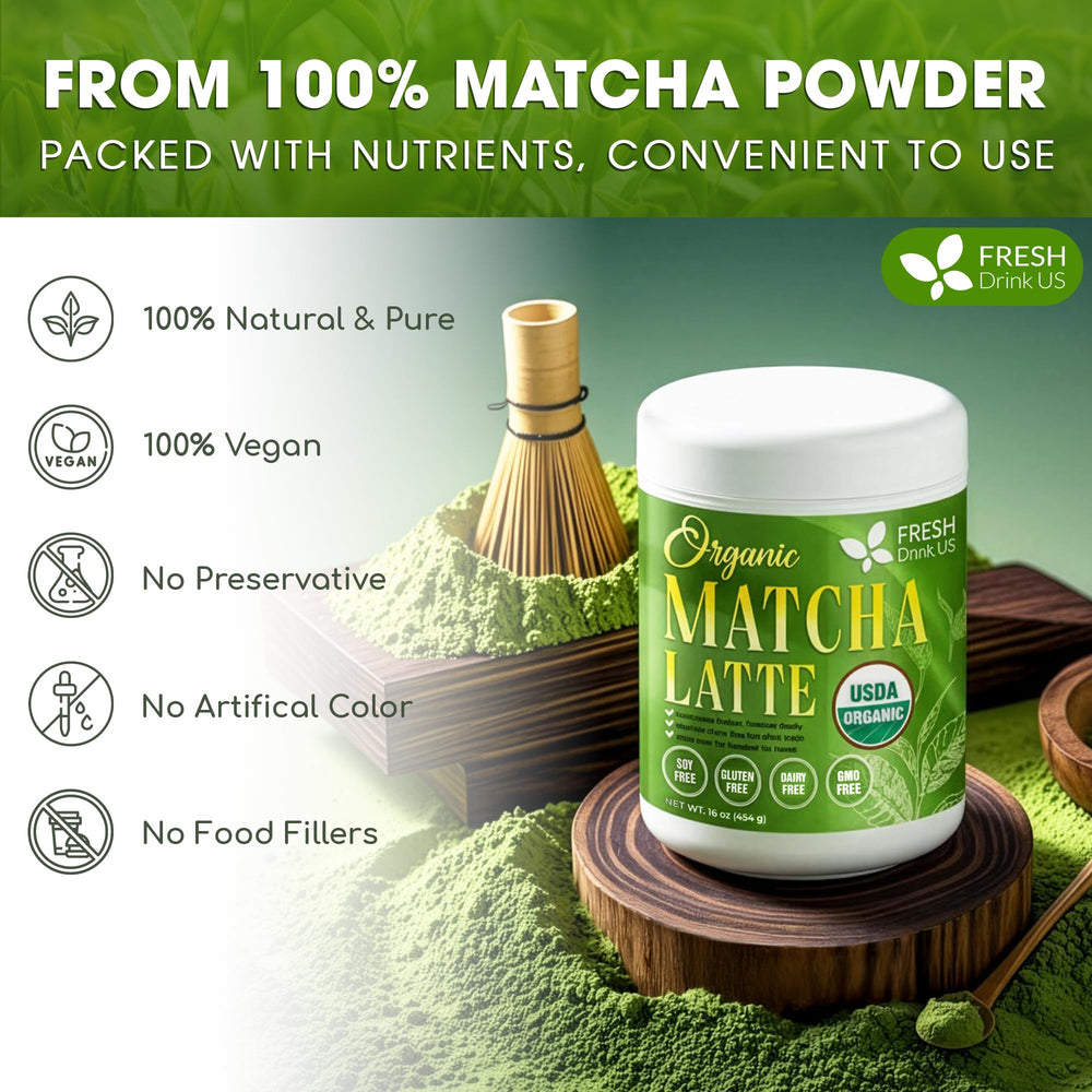 FreshDrinkUS Matcha Latte Powder Whisk demonstrates smooth mixing and froth.