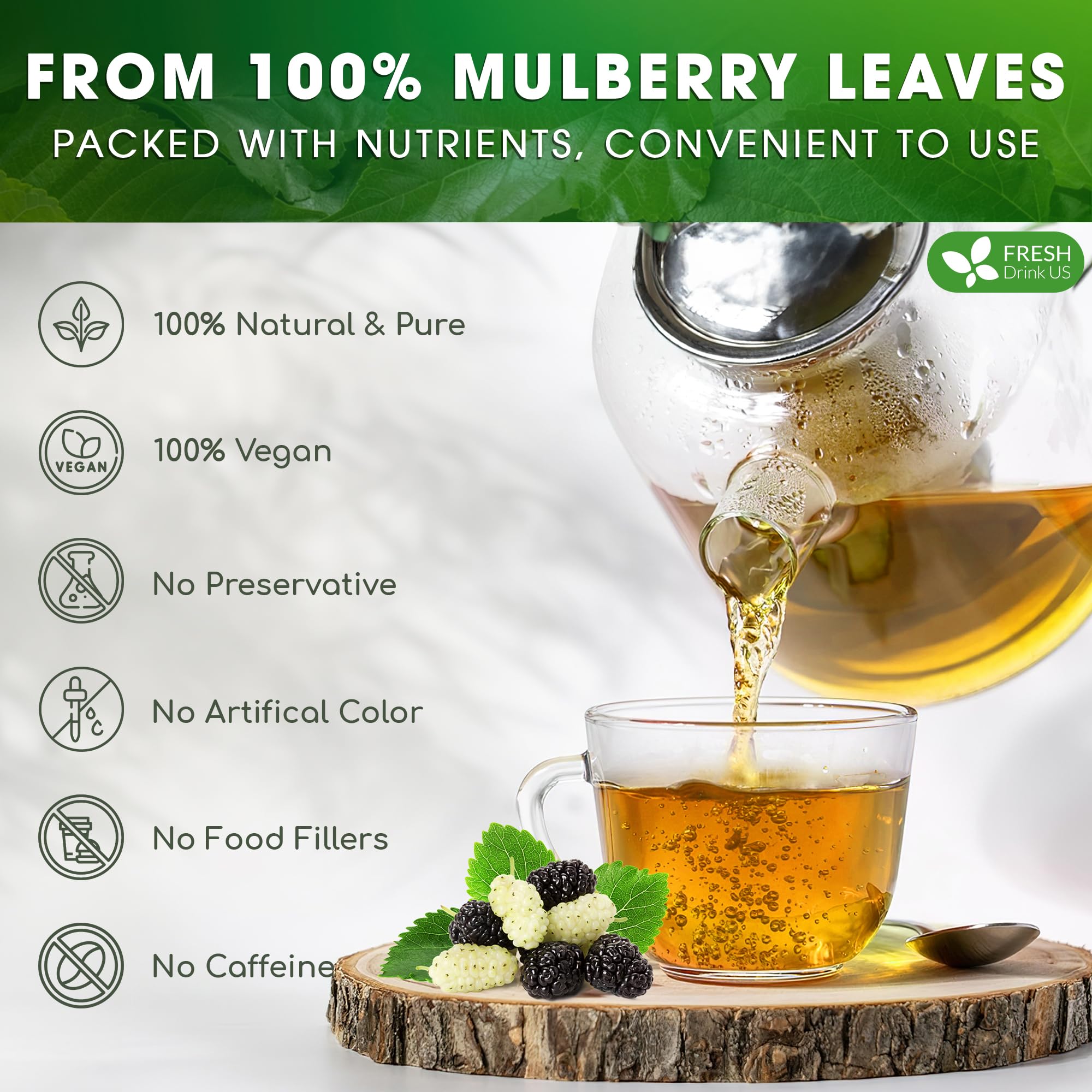 FreshDrinkUS Mulberry Tea Bags biodegradable tea bag supports sustainable brewing