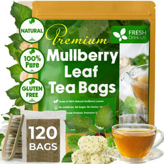 FreshDrinkUS mulberry leaf tea bags pack for a pure caffeine-free brew