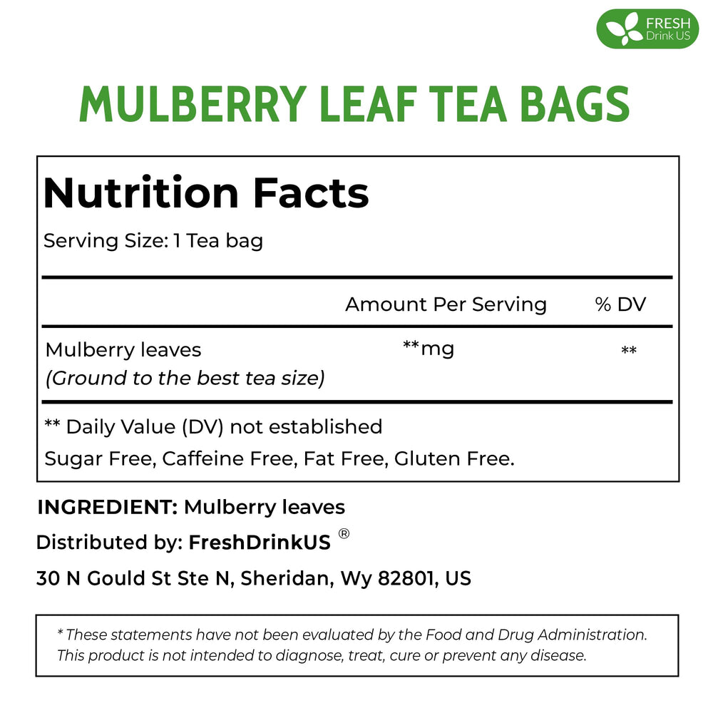 FreshDrinkUS mulberry tea bag close up showing natural material