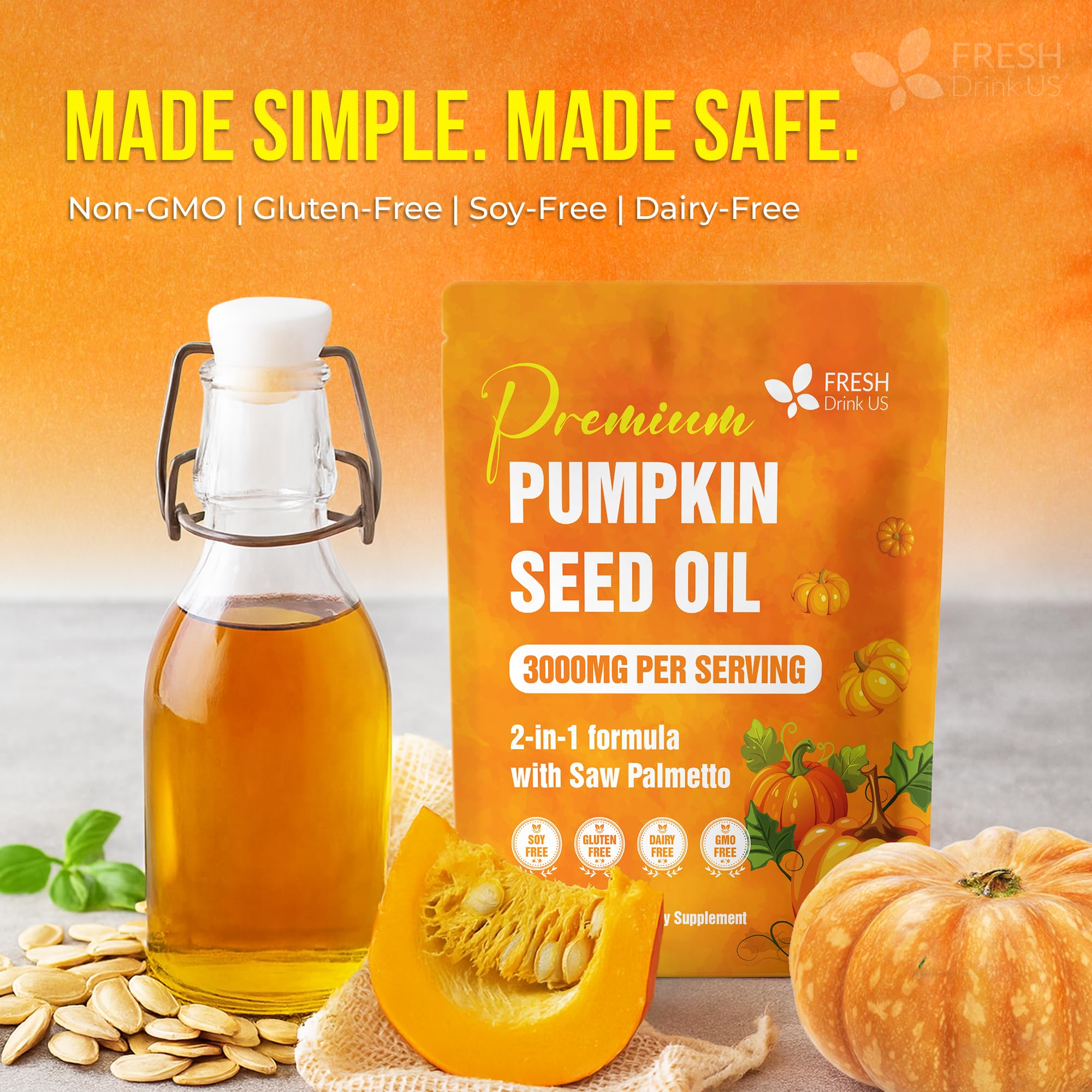 FreshDrinkUS natural ingredients pumpkin seed oil closeup for transparency.