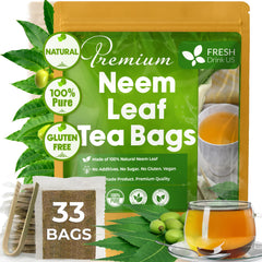FreshDrinkUS neem leaf tea bags packaging shows eco-friendly design and brand quality.