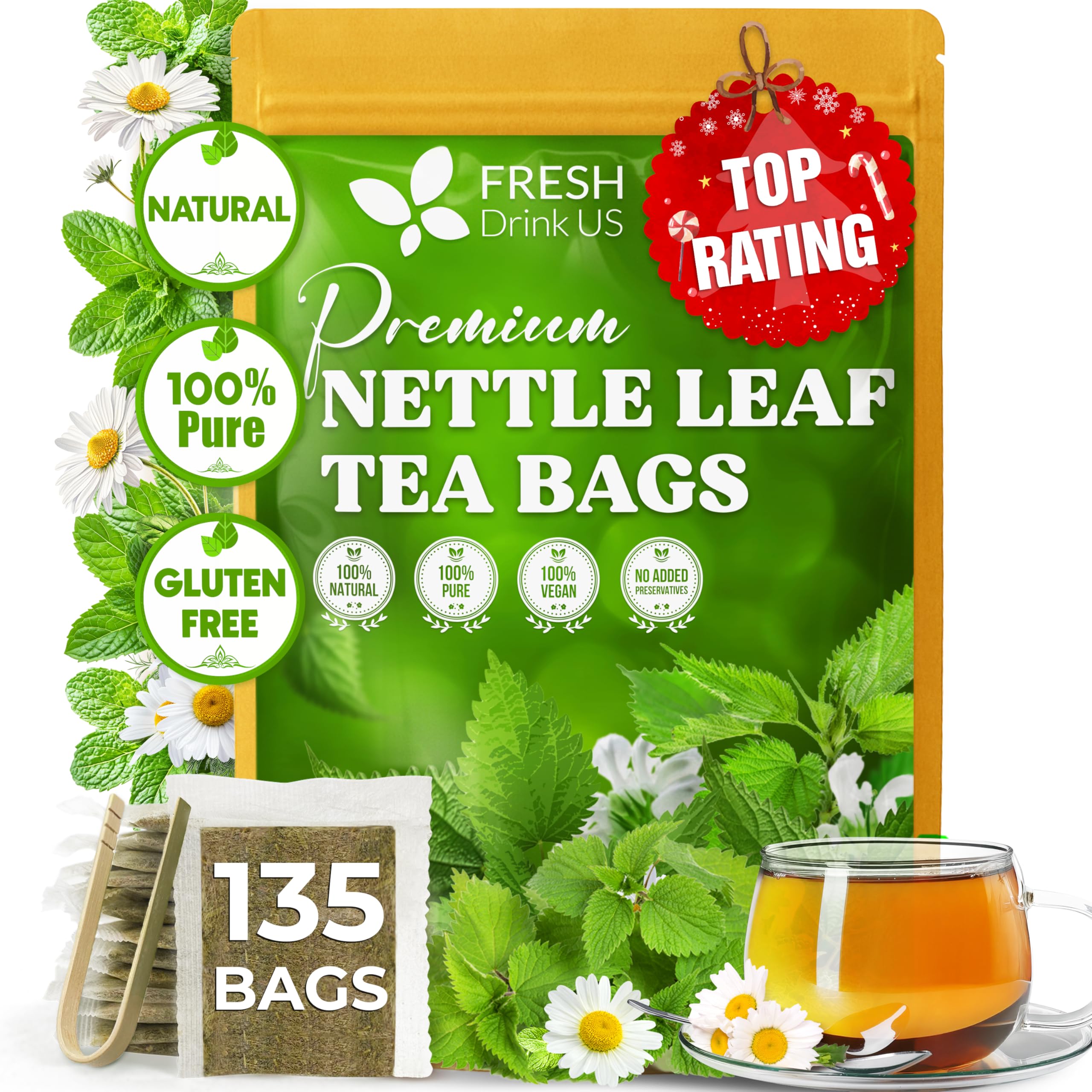 FreshDrinkUS nettle leaf tea bag ready for brewing