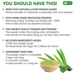 FRESHDRINKUS packaging label for pandan leaf powder with clear information