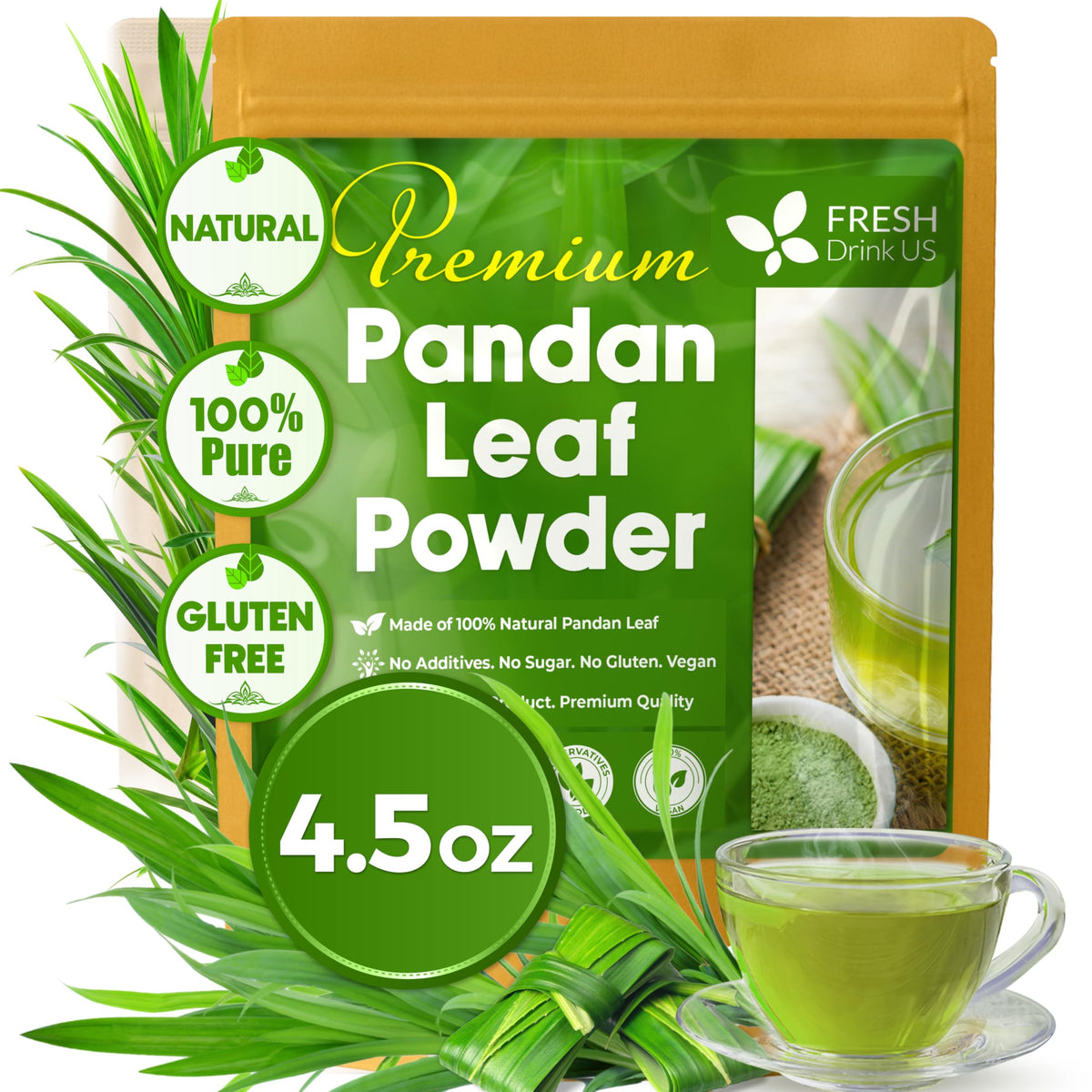 FRESHDRINKUS pandan leaf powder resealable bag for freshness and easy storage