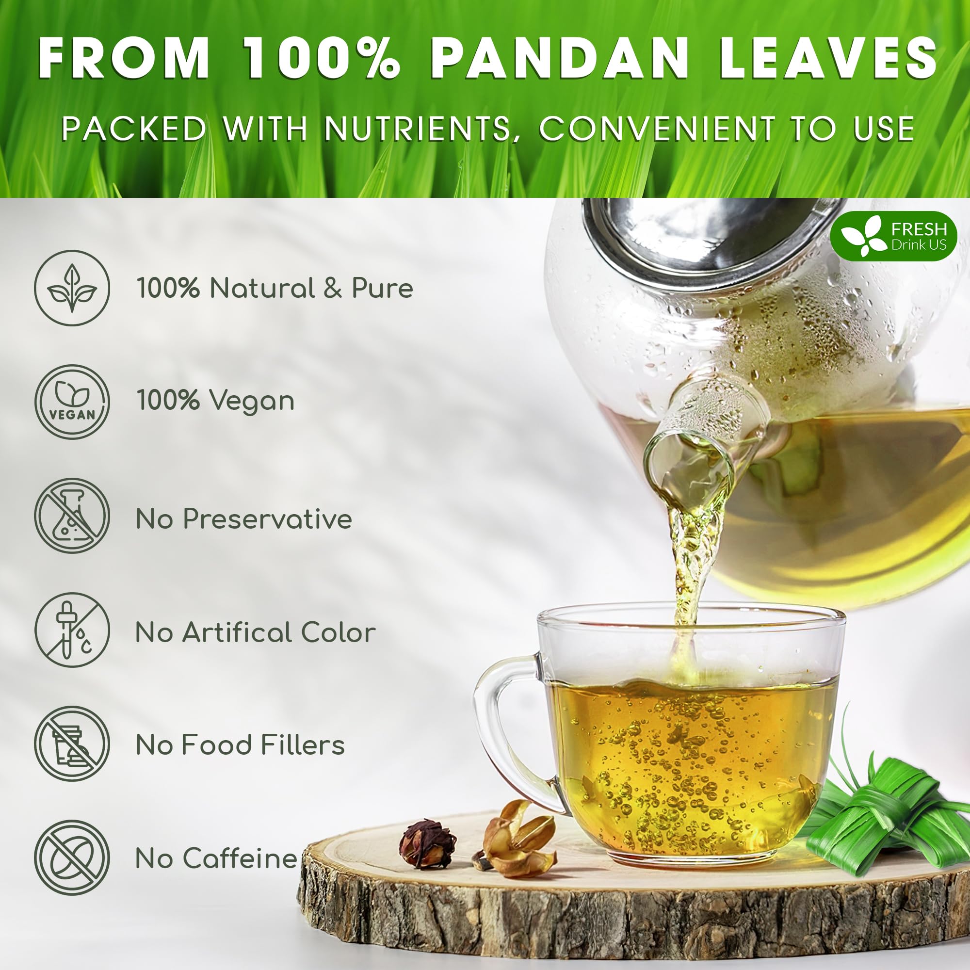 FreshDrinkUS sun-dried pandan leaves harvested on a family farm