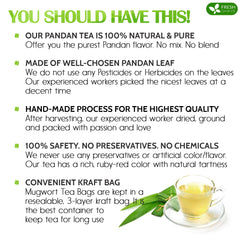 FreshDrinkUS pandan tea bag in cup ready to steep hot water