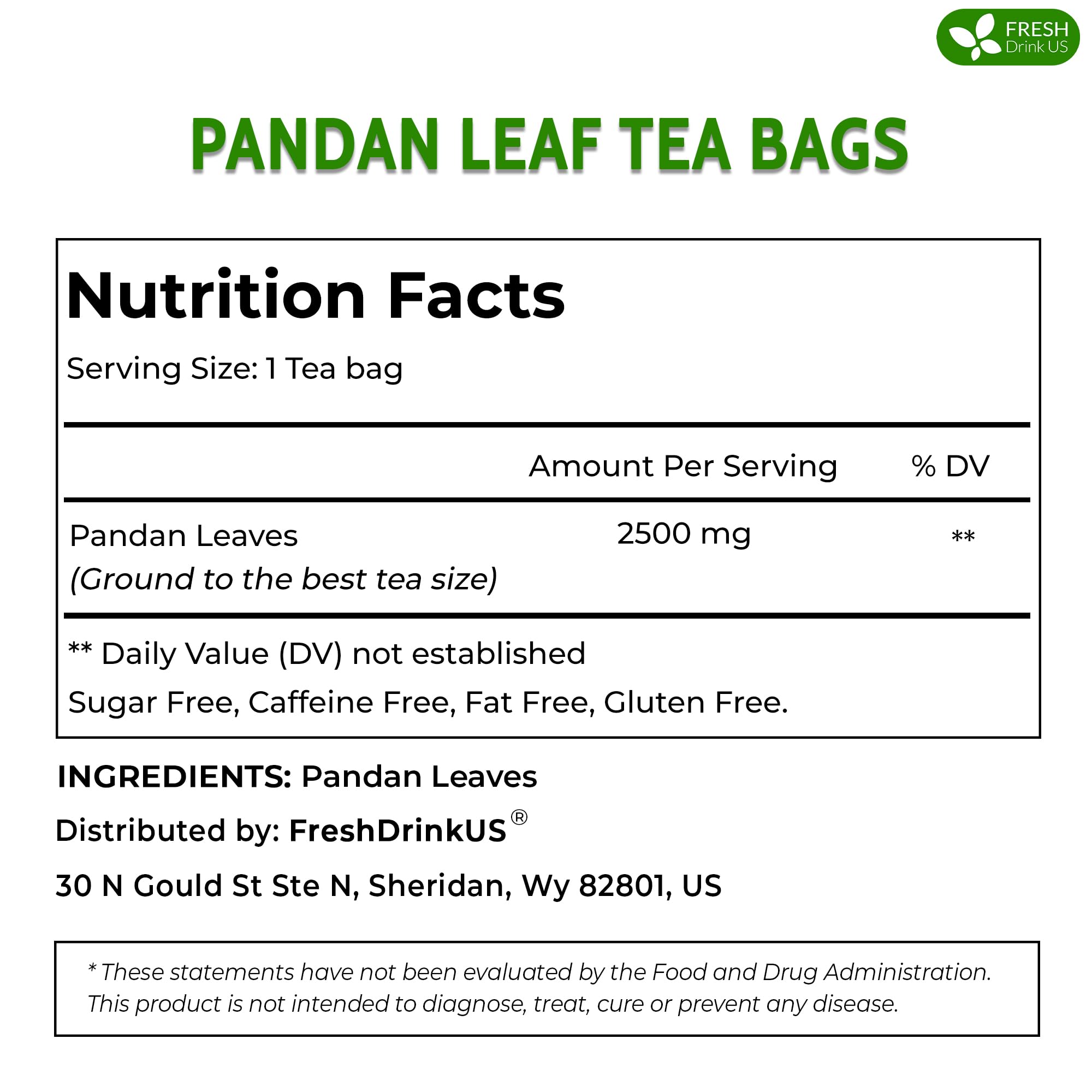 FreshDrinkUS eco-friendly packaging highlights sustainable pandan tea bags