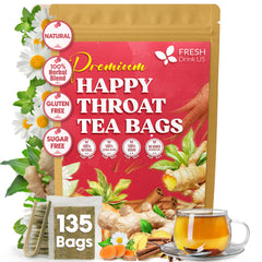 FreshDrinkUS Premium Happy Throat Tea bag closeup for caffeine-free comfort