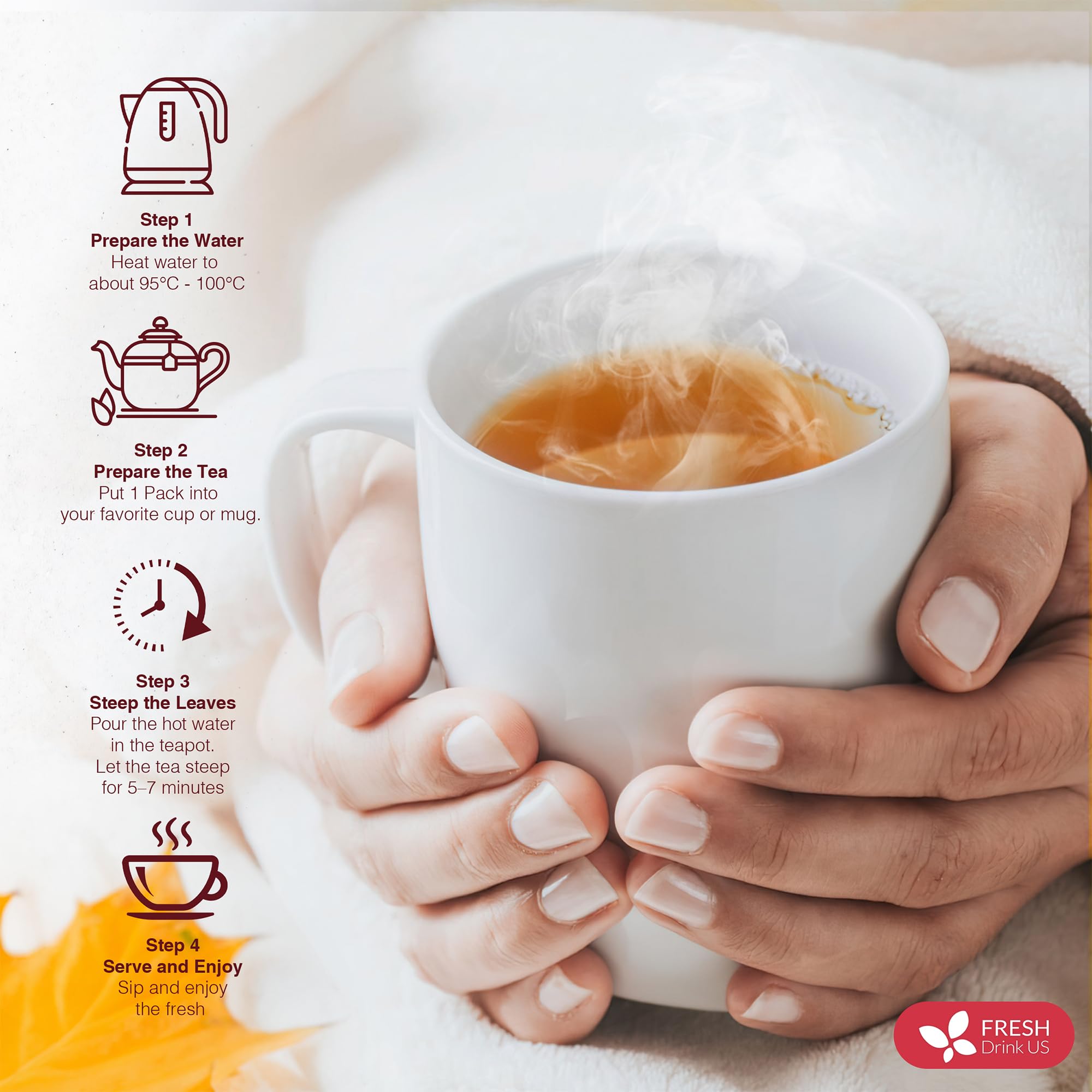 FreshDrinkUS Premium Happy Throat Tea with marshmallow root ingredient