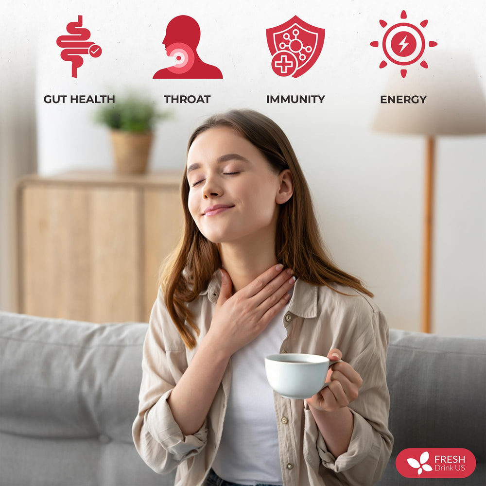 FreshDrinkUS Premium Happy Throat Tea with slippery elm in blend