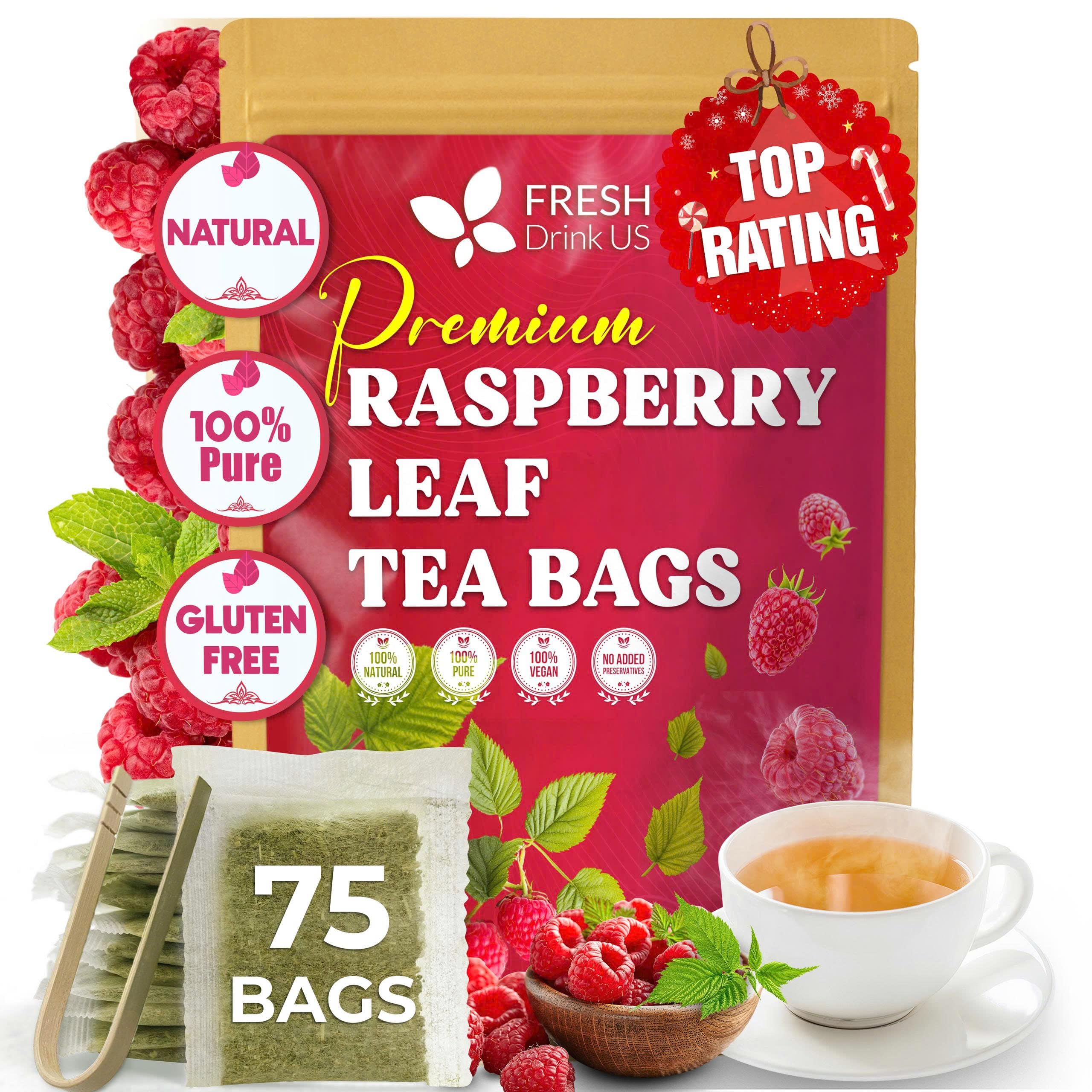 FreshDrinkUS raspberry leaf tea bags with chamomile for a soothing daily ritual