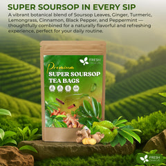 FreshDrinkUS soursop-ginger-turmeric-lemongrass blend close-up highlights natural ingredients.