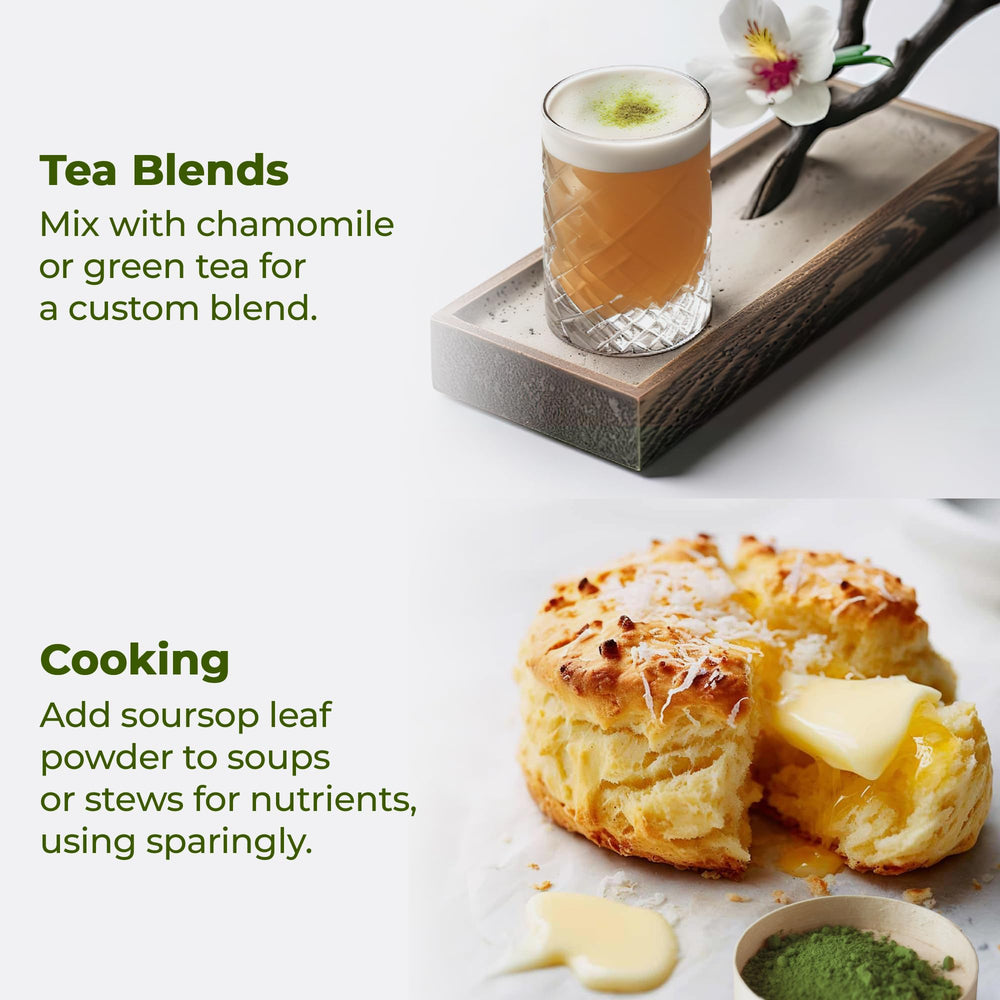 FRESHDRINKUS soursop leaf powder measuring spoon, simple preparation for herbal shots.