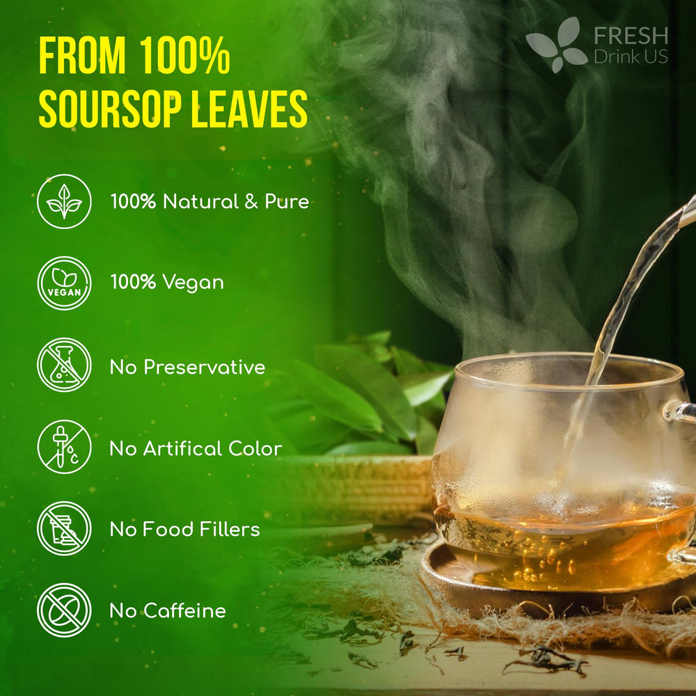 FreshDrinkUS soursop leaves dried with low heat for consistent flavor.