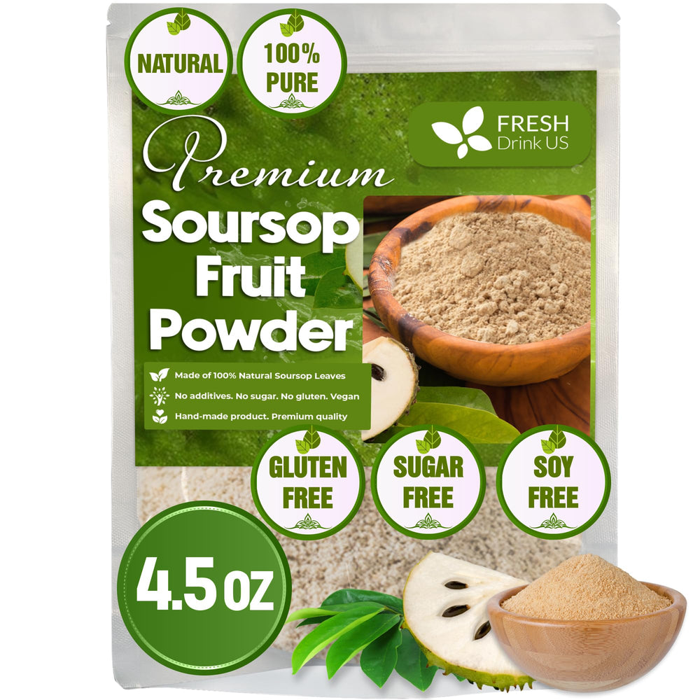 FRESHDRINKUS soursop powder tin shows pure natural flavor for daily use.