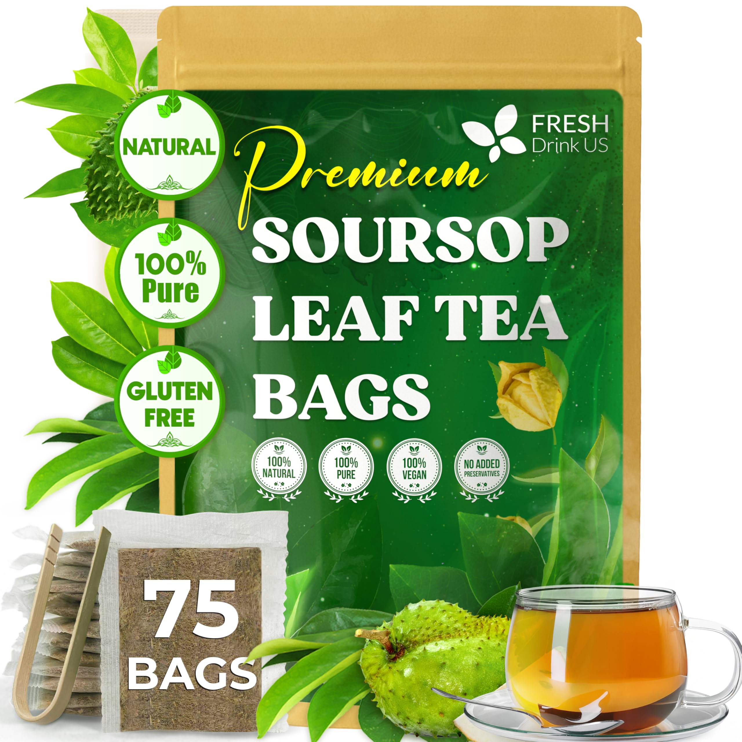 FreshDrinkUS soursop tea bags packaging for convenient daily tea