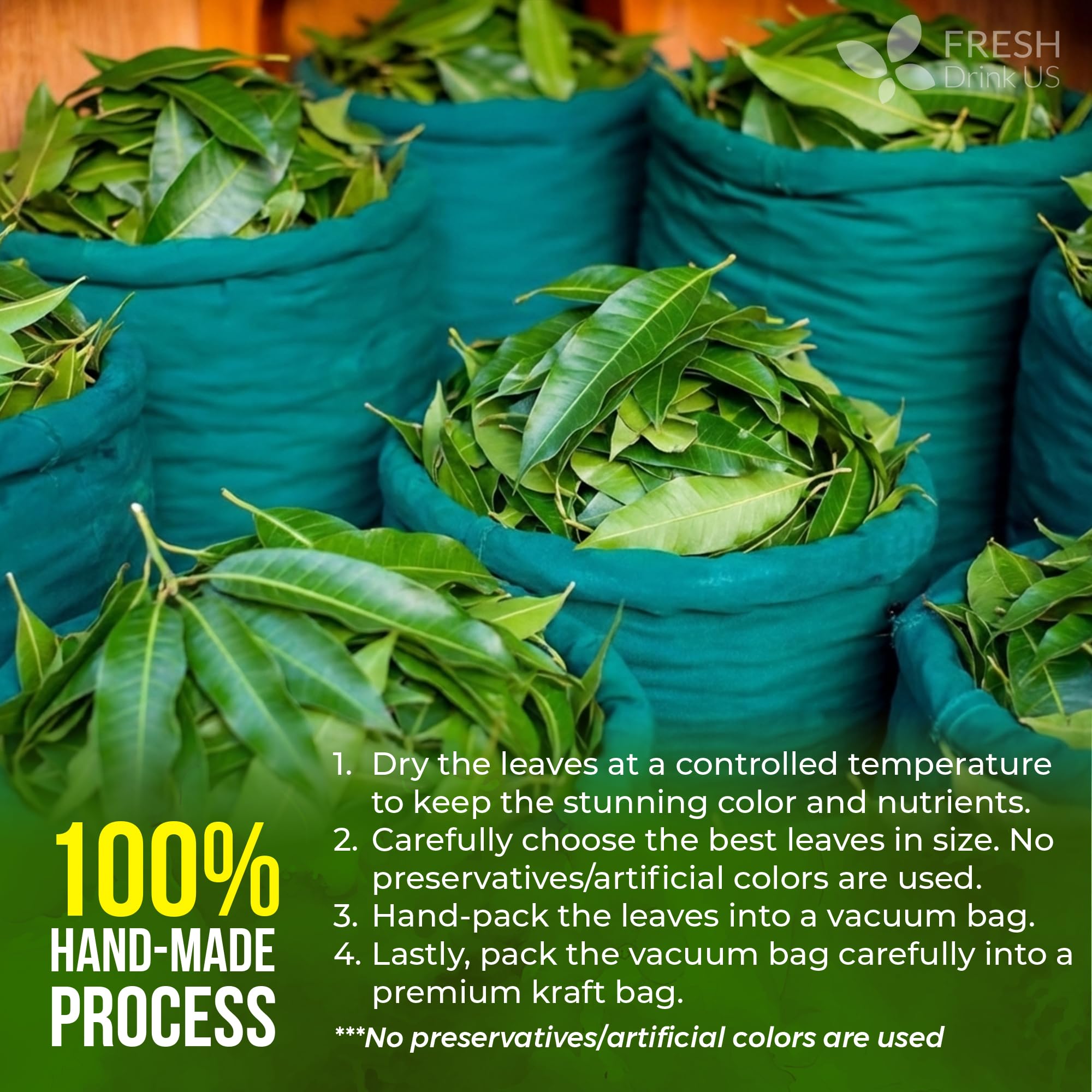 FreshDrinkUS steeping mango leaf tea in cup with rich color