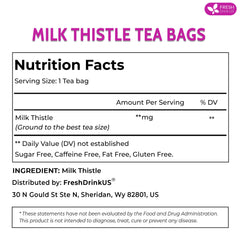 FRESHDRINKUS Milk Thistle tea bag closeup highlighting pure seeds for authentic flavor.