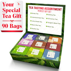 FreshDrinkUS tea sampler box displaying nine flavors for gifting and tasting.