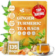 FreshDrinkUS turmeric ginger tea bags pack ready for a pure, caffeine-free moment
