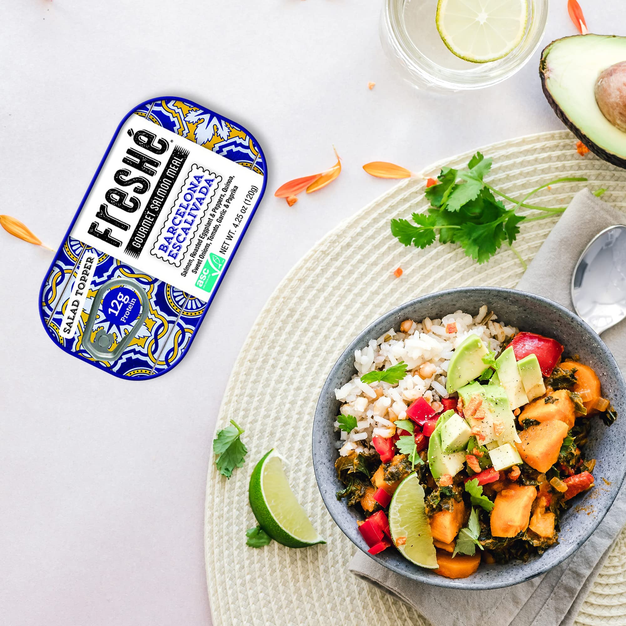 Freshé cans offer ready-to-eat Mediterranean meals.