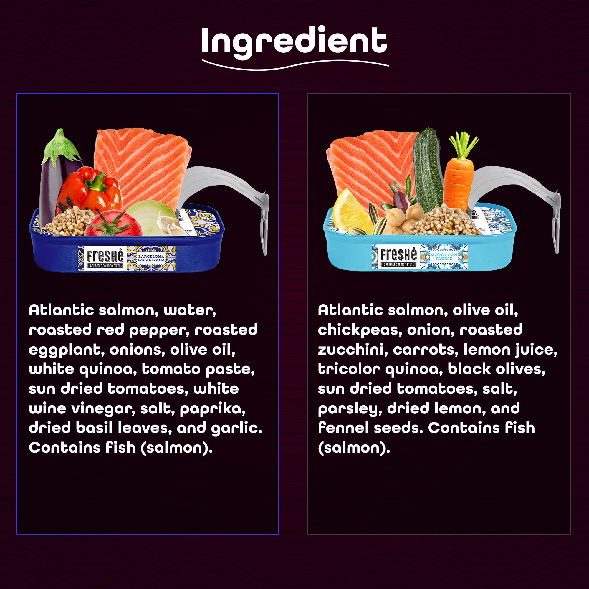 Freshé variety pack with Moroccan Tagine and Barcelona Escalivada flavors.