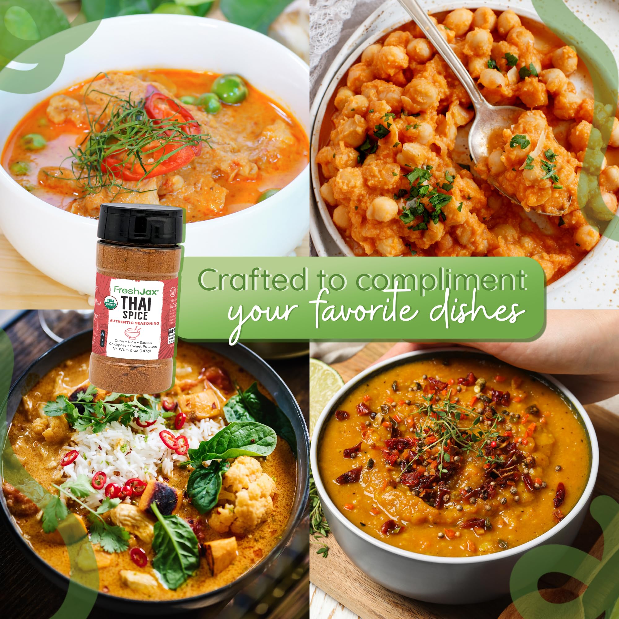 FreshJax Thai Spice Powder on stir-fry showcasing bold Thai flavors