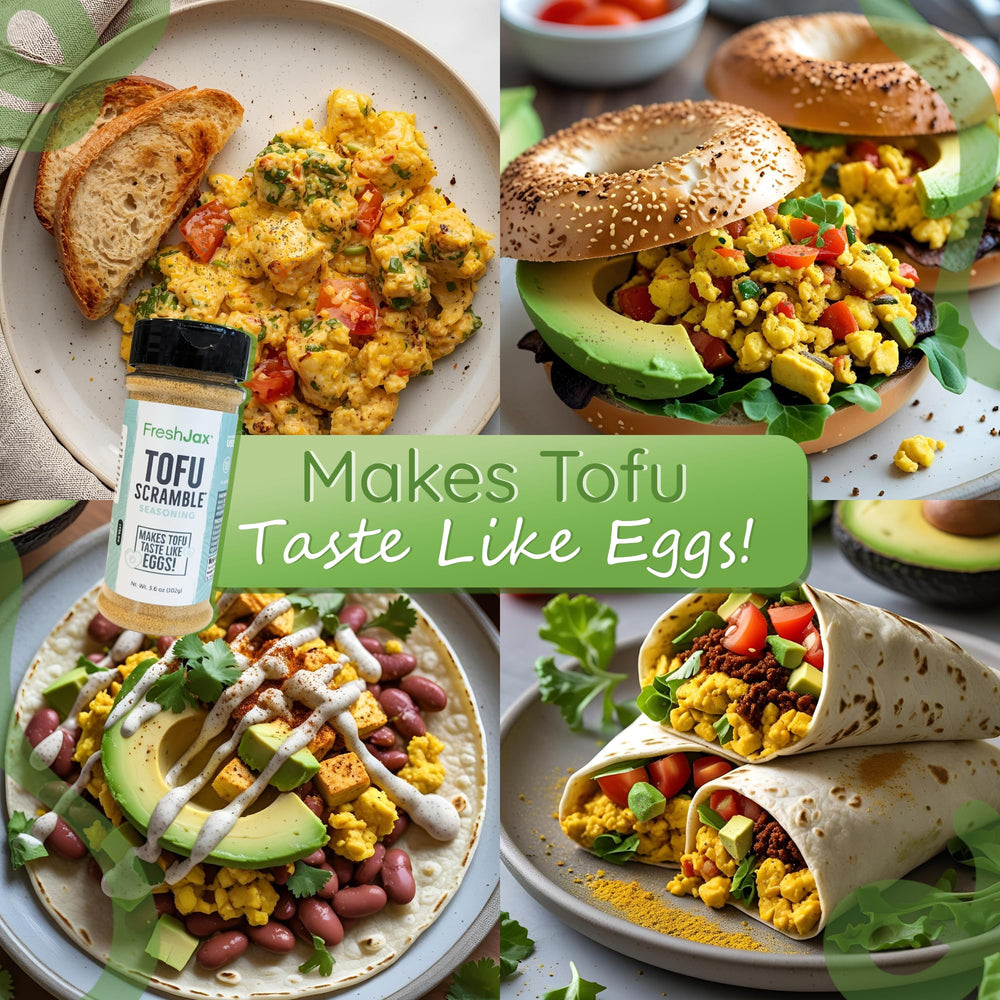FreshJax ingredients for tofu scramble spice mix showcased.
