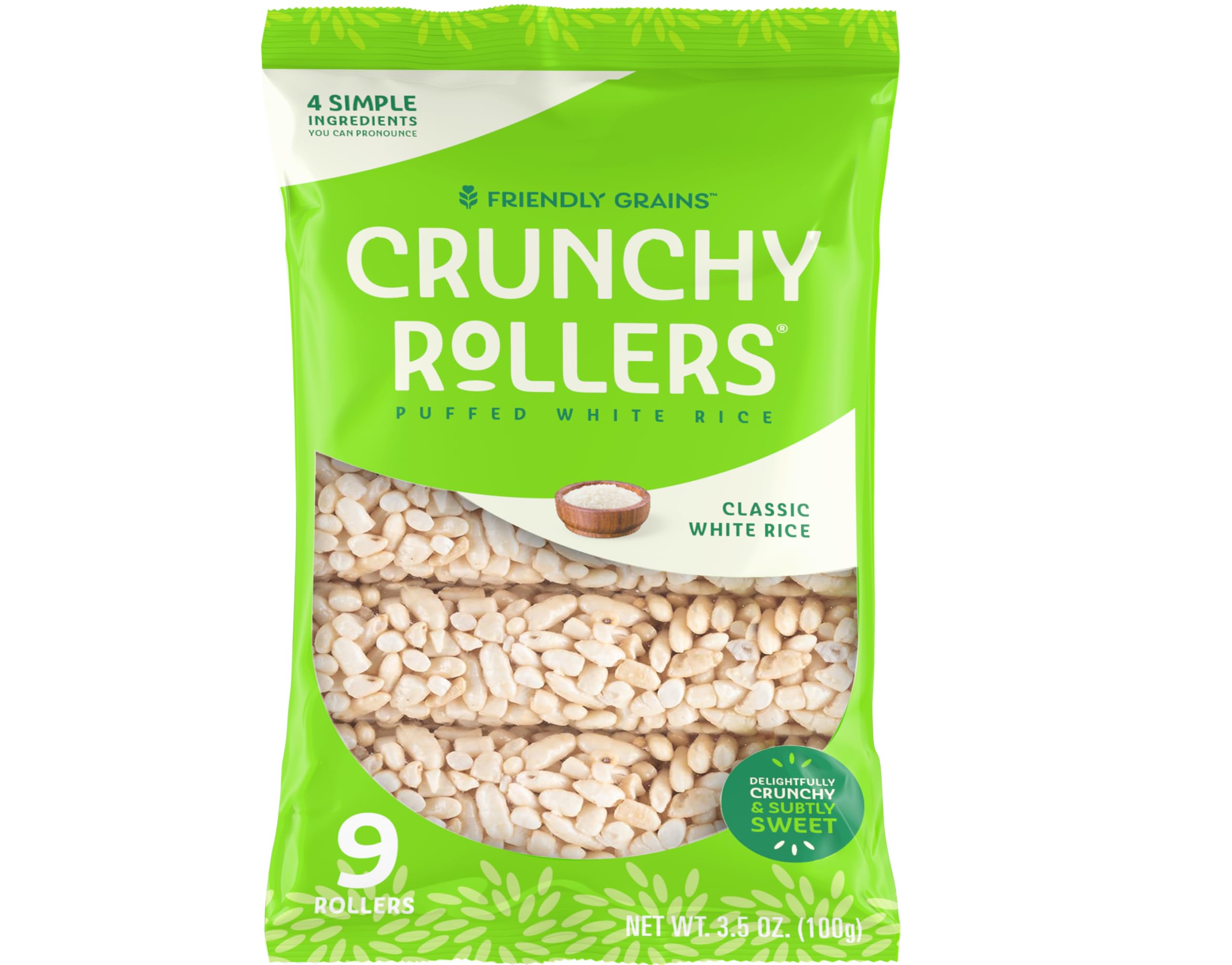 Friendly Grains Classic White Rice Crunchy Rollers kids enjoying in lunchbox