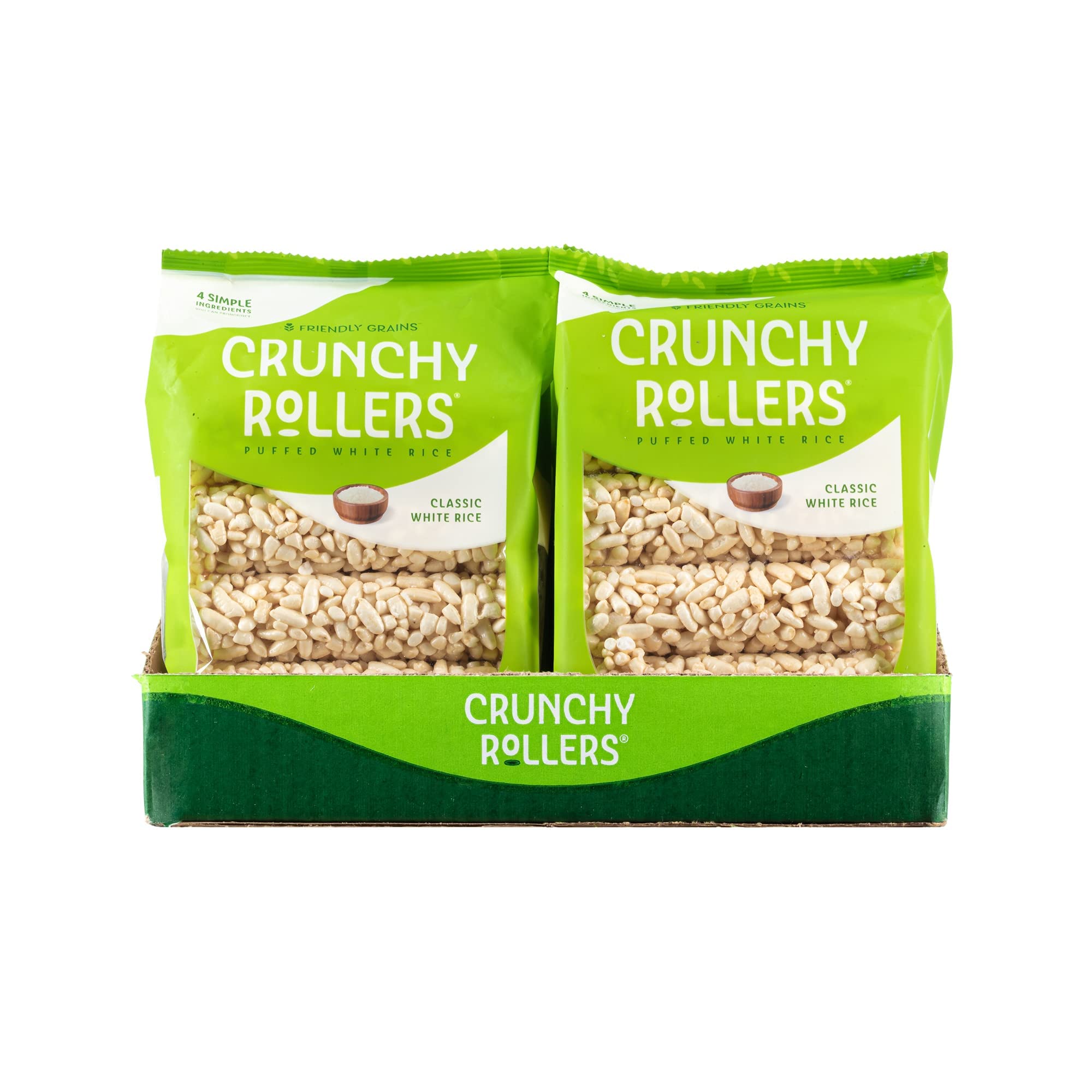 Friendly Grains Classic White Rice Crunchy Rollers travel-friendly snack in pack