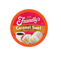 Friendly's Caramel Swirl coffee pods arranged for Keurig brewers, ready for a flavorful start.