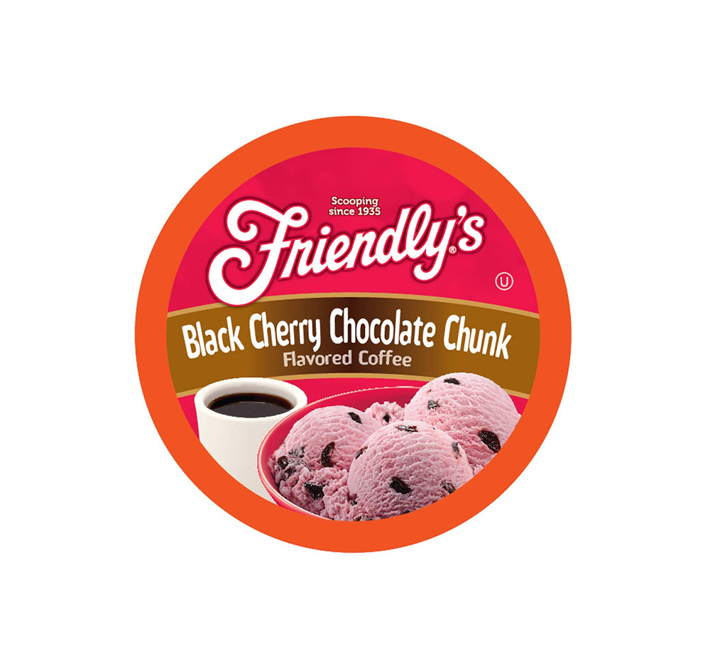 Friendly's coffee pods packaging for cherry chocolate ice cream flavor, ready for gifting and mornings