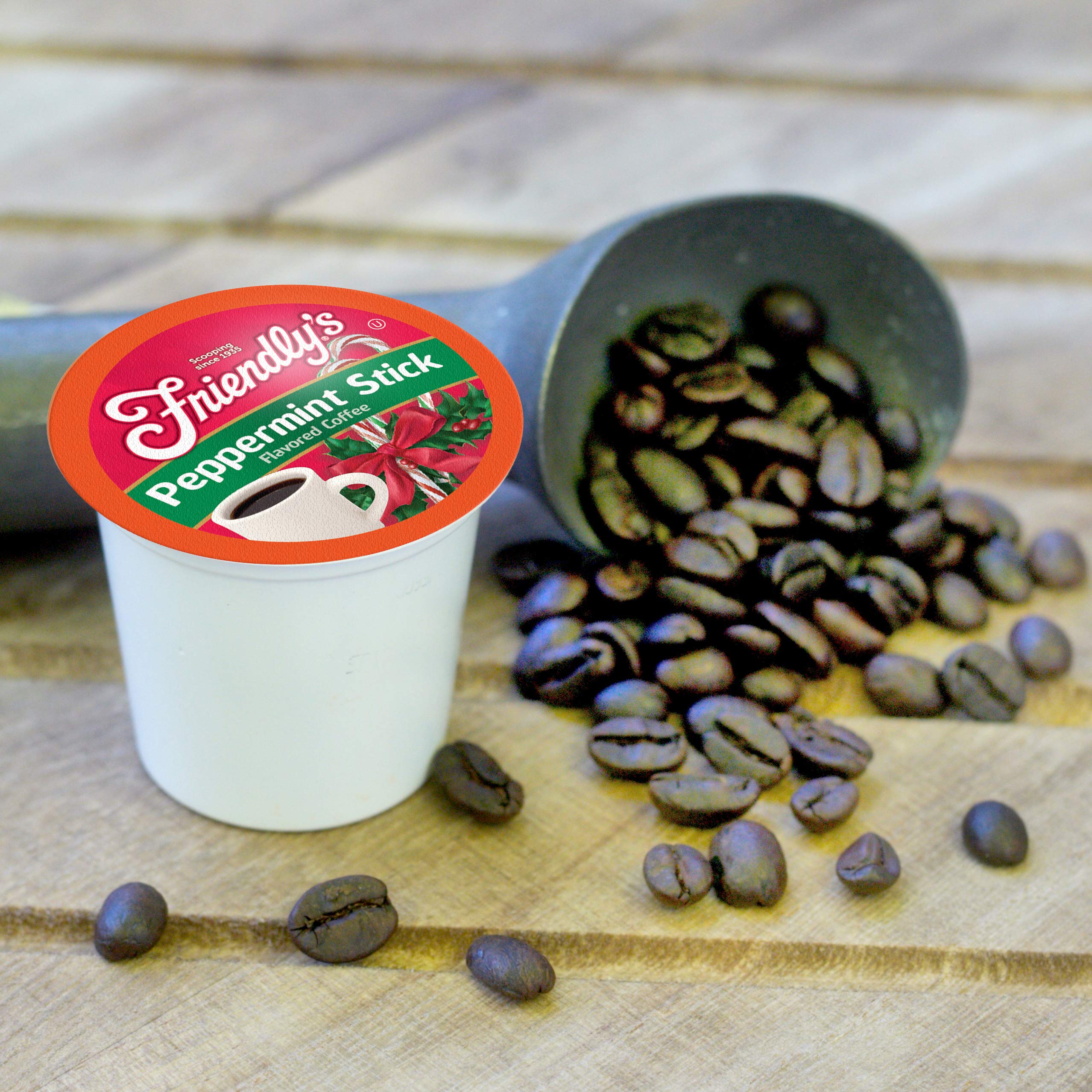 Ice cream-inspired flavor label on Friendly's coffee.