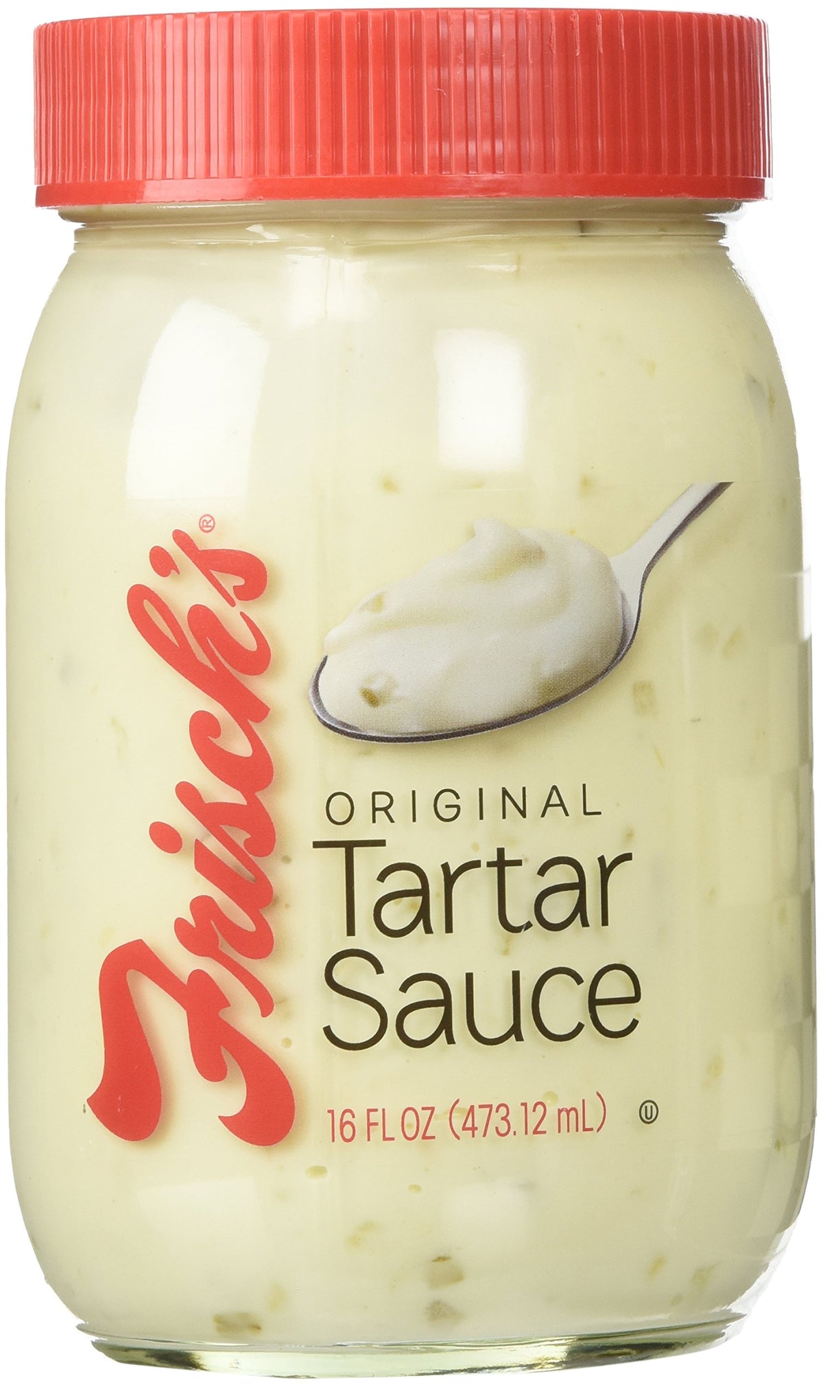 Frisch's Sauce Tartar Original bottle pouring, ideal for burgers and seafood.