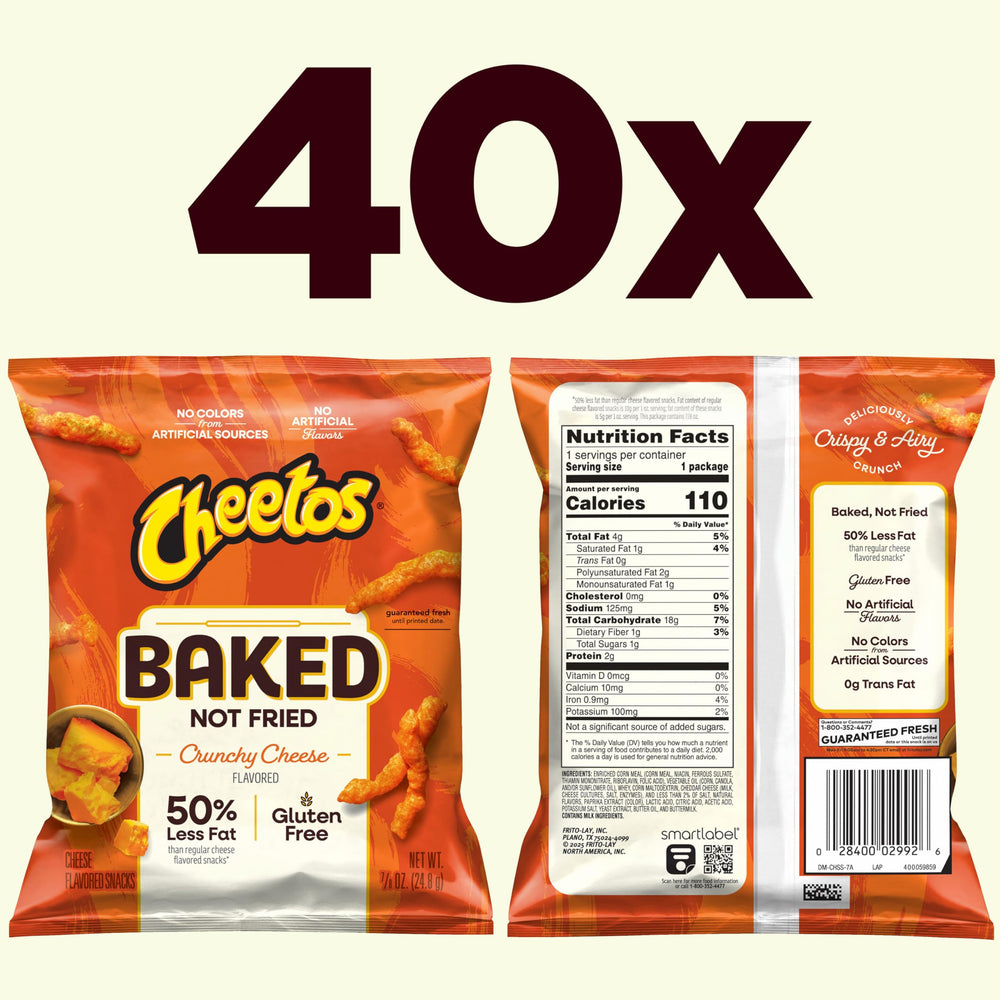 Closeup of Frito-Lay Baked Cheetos Crunchy Cheese to highlight crispy cheese flavor.